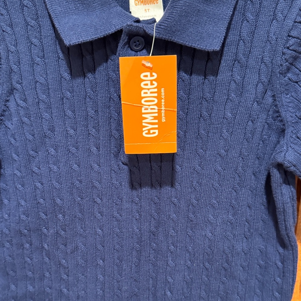 Gymboree Dark Blue Cable Knit Polo - Picture 3 of 7